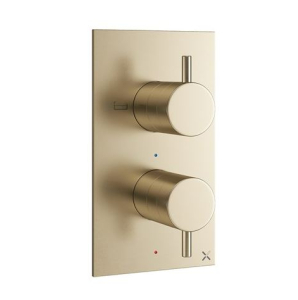 MPRO 2 Outlet 2 Handle Concealed Thermostatic Bath Shower Valve Brushed Brass 