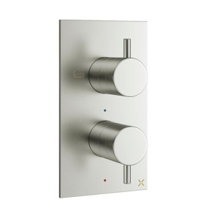 MPRO 2 Outlet 2 Handle Concealed Thermostatic Bath Shower Valve Brushed Stainless Steel