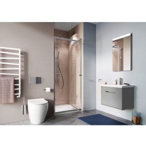 Crosswater Clear 6 700mm Infold Shower Door Silver Frame Clear Glass 