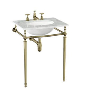 Burlington Antique Gold Curved Basin Stand Only for Classic Rectangle Basin and Marble/Granite Top 