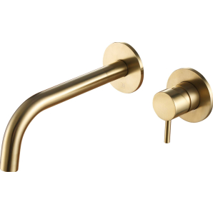 Single Lever Wall Mounted Basin Mixer Brushed Brass