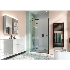 Crosswater Design 8 Black Hinged Shower Door 800mm