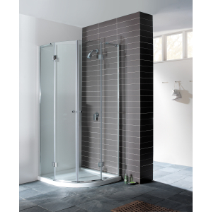 Simpsons Showers Design 900mm Quadrant With Double Hinged Door Silver Frame Clear Glass