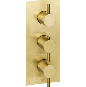 3 Outlet Thermo Conc Valve Vertical Brushed Brass