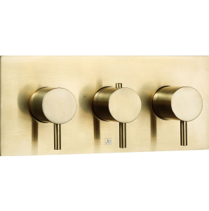 3 Outlet Thermo Conc Valve Horizontal Brushed Brass