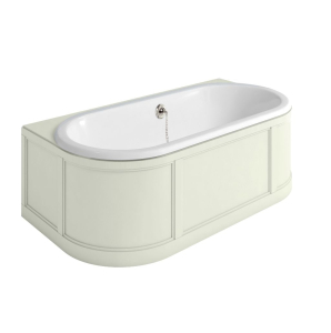 Burlington London Back To Wall Bath with Curved Surround incl overflow & waste - Sand