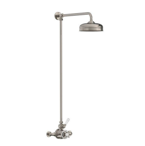 Lefroy Brooks Godolphin Exposed Thermostatic Shower Mixer Valve With Riser & 200mm Shower Rose - GD8702NK Silver Nickel