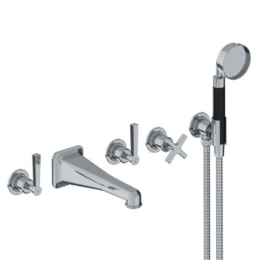 Lefroy Brooks Janey Mac Lever Handle Wall Mounted Bath Filler With Hand Shower - Chrome