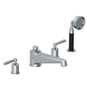 Lefroy Brooks Janey Mac Lever Handle Four Hole Bath Filler With Pull Out Hand Shower - Chrome