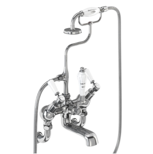 Burlington Kensington angled bath shower mixer - wall mounted  - Black Handle