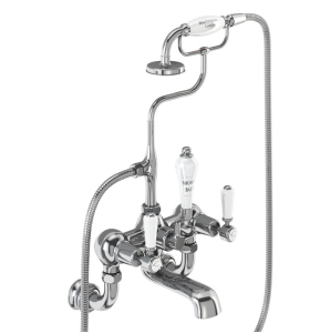 Burlington Kensington Regent bath shower mixer - wall mounted  - Black Handle