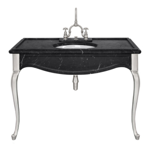 Lefroy Brooks La Chapelle 1200 x 590 Single Black Marquina Marble Console With Silver Nickel