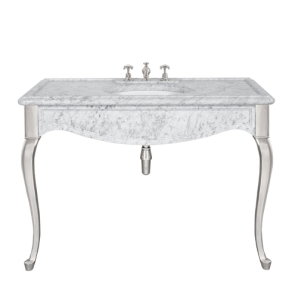 Lefroy Brooks La Chapelle 1200 x 590 Single White Carrara Marble Console With Silver Nickel