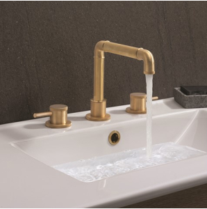 Crosswater MPRO Industrial 3 Tap Hole Basin Mixer Unlacquered Brushed Brass