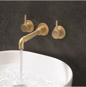 Crosswater MPRO Industrial 3 Hole Wall Mounted Basin Mixer Unlacquered Brushed Brass