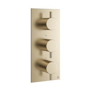 Crosswater MPRO Portrait Recessed Thermostatic Shower Valve (2 Outlet) Brushed Brass