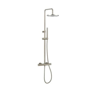 Crosswater Design exposed thermostatic shower valve with Dial fixed head and pencil shower kit - Brushed Stainless Steel