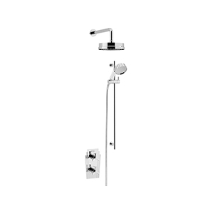 Gracechurch Recessed Thermostatic Dual Control Shower Valve with Deluxe Fixed Head and Flexible Riser Kits Chrome