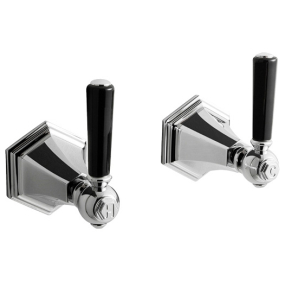Crosswater Waldorf Chrome Black Lever Wall Mounted Stop Valves