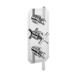 Crosswater Waldorf 3 Outlet Chrome White Lever Thermostatic Trim Set Only (3 Outlet)