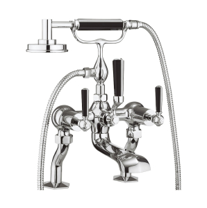 Crosswater Waldorf Chrome Black Lever Bath Shower Mixer With Kit