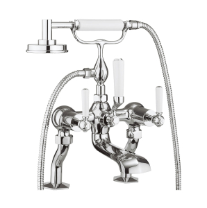 Crosswater Waldorf Chrome White Lever Bath Shower Mixer With Kit