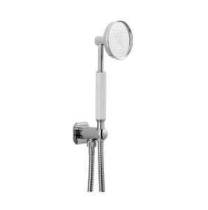 Crosswater Waldorf Chrome & White Shower Handset, Wall Outlet And Hose